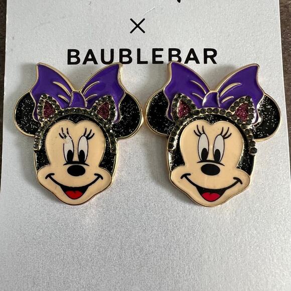 New Disney x Baublebar Minnie Mouse Cat Ear Enamel Post Earrings - Picture 2 of 4
